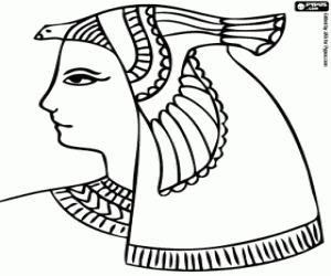 Colorear Una diosa egipcia con un tocado de ave